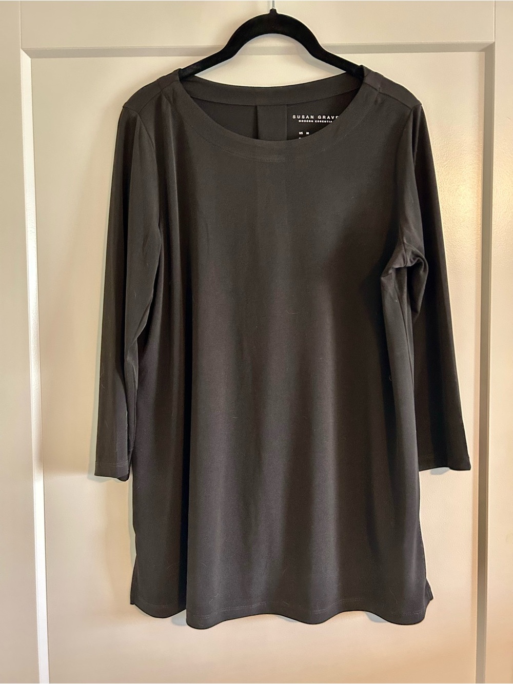 Susan Graver Black Long-Sleeve Tunic shirt